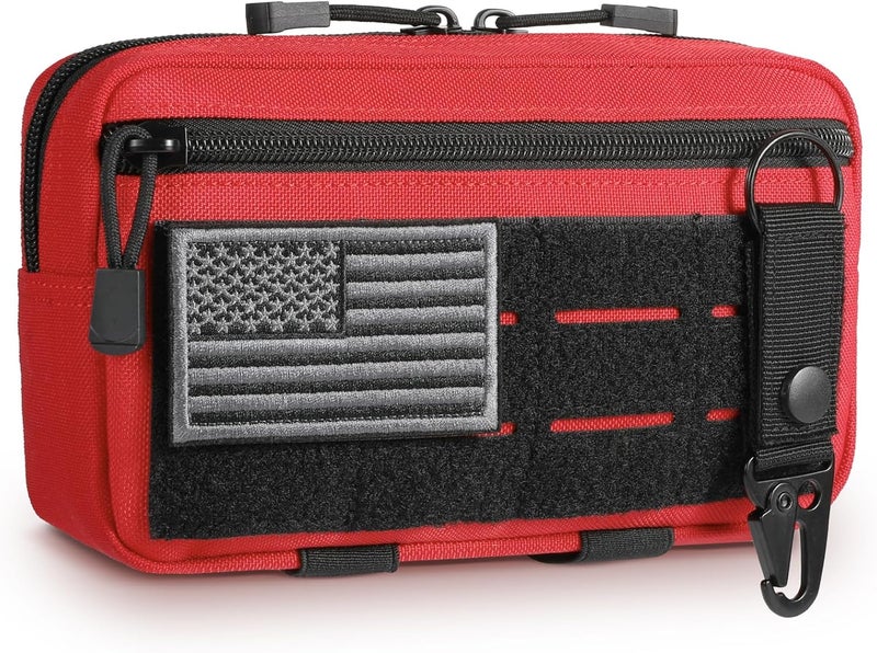 FRTKK Tactical Molle Admin Pouch Utility Laser Cut EDC Tool Pouch Bag Horizontal Modular Pouches Include US Flag Patch and Keychain - Image 1